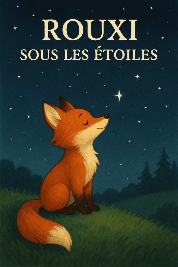 Rouxi sous les étoiles – Conte pour enfant. Un voyage nocturne tendre et rassurant, à lire et à relire en famille.